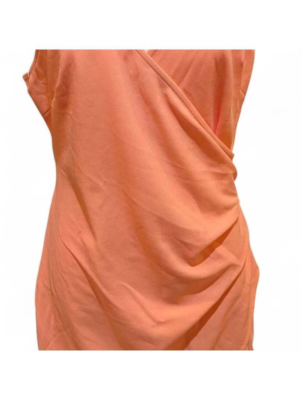 Peach Spaghetti Strap Wrap Dress